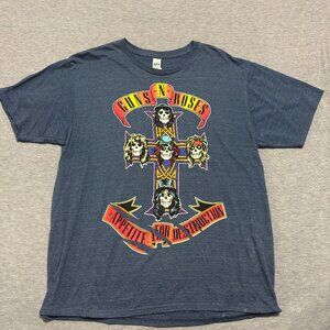 Guns N Roses T Shirt Mens XL Appetite For Destruction Dark Gray Cross Skulls